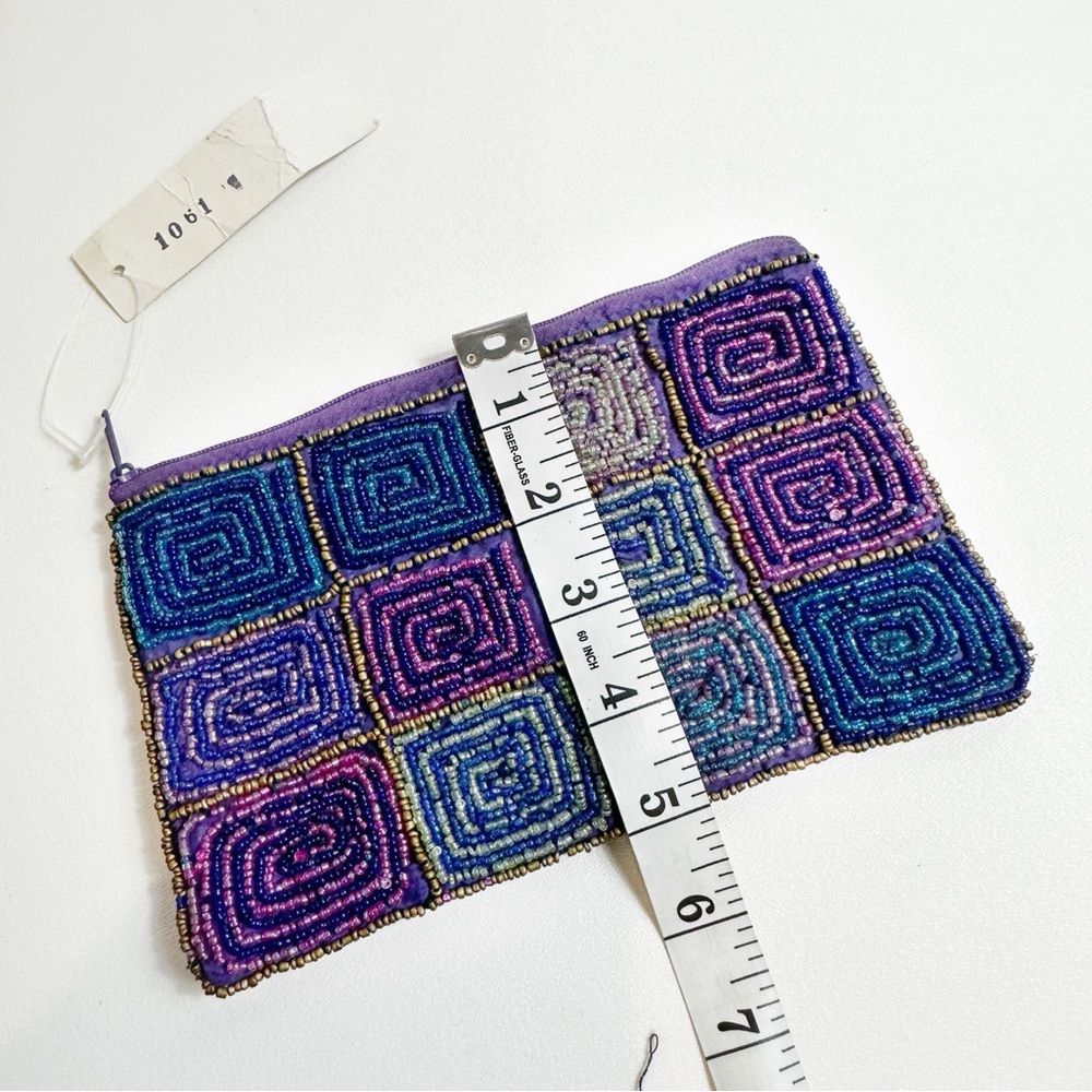 South Coast Handmade Boho Beaded Zippered Flat Pouch Bag Case FLAW - Picture 13 of 15